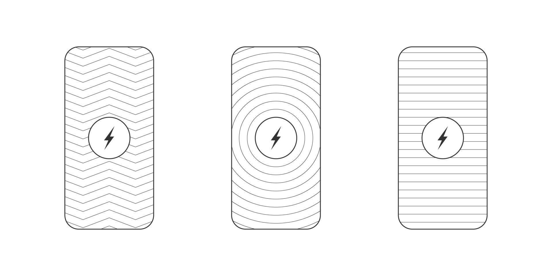 Symbole für kabellose Ladegeräte. kabelloser Ladeplatz. trendiges flaches kabelloses Laden. Vektor-Illustration vektor