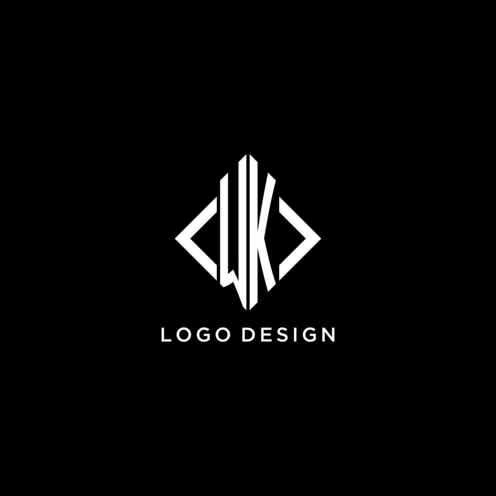 wk första monogram med romb form logotyp design vektor