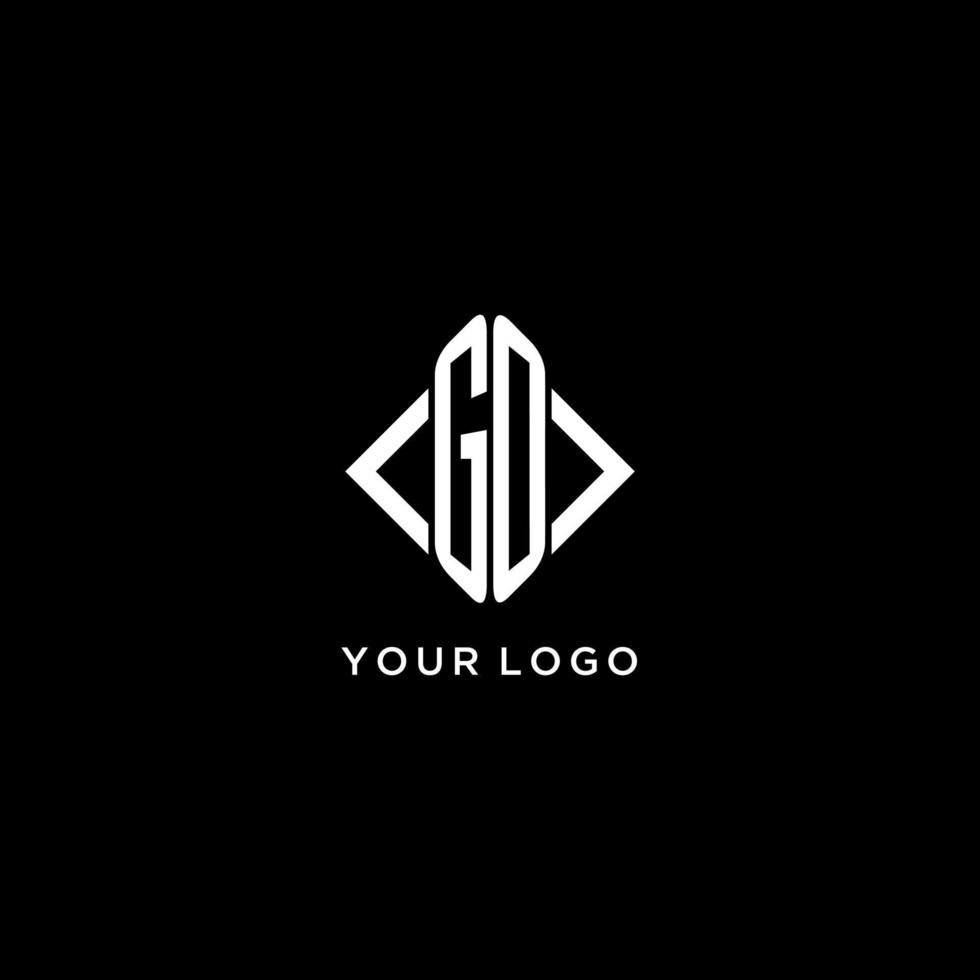 gå första monogram med romb form logotyp design vektor