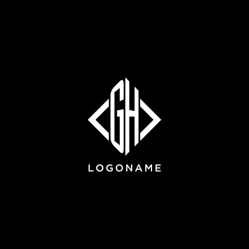 gh första monogram med romb form logotyp design vektor