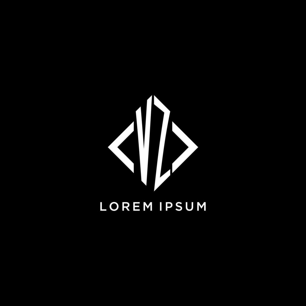 vz första monogram med romb form logotyp design vektor