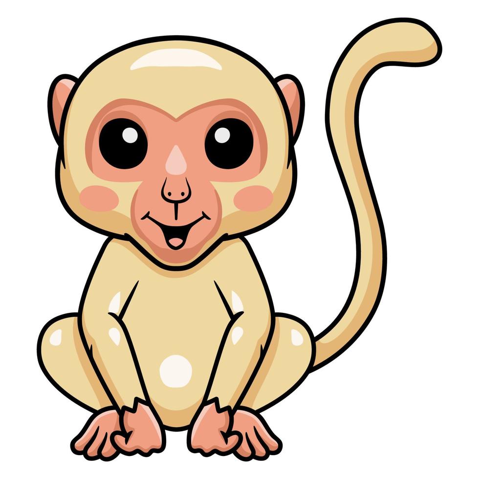 niedlicher kleiner Albino-Affen-Cartoon vektor
