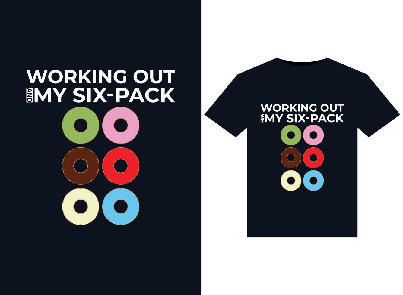 Training und meine Sixpack-Illustrationen für druckfertige T-Shirt-Designs vektor