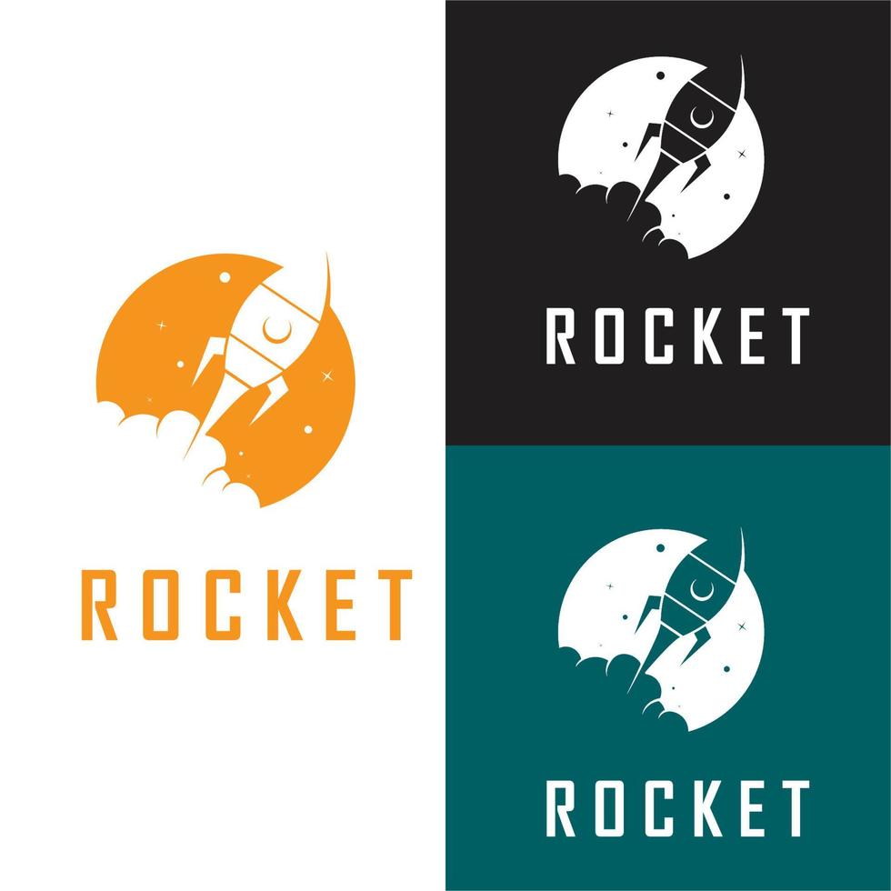 Weltraumraketen-Logo und Vektor mit Slogan-Vorlage