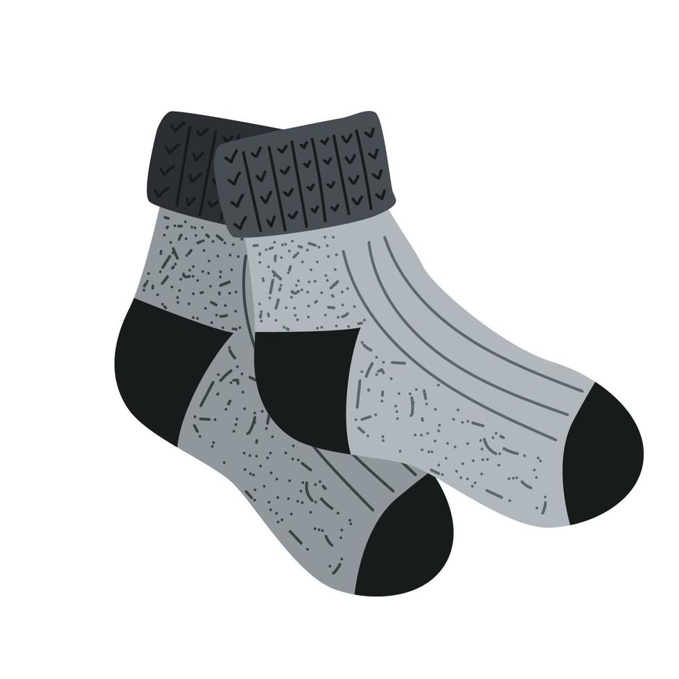 Socken Unisex-Set. Socken Illustration einfache Mode. Socken Vorlage graue Farbe flache Kleidung. vektor