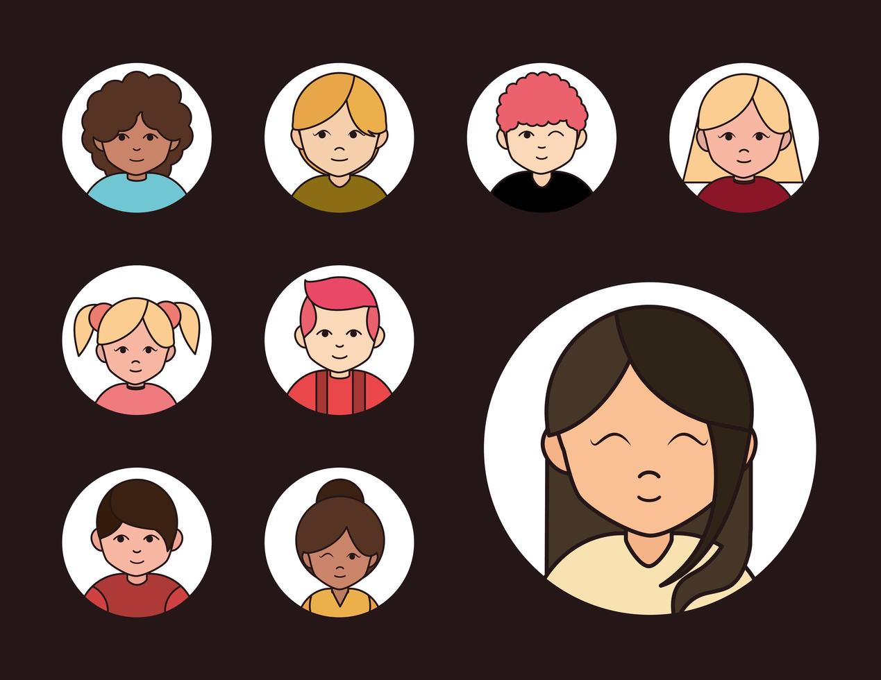uppsättning olika människor avatar ikoner vektor