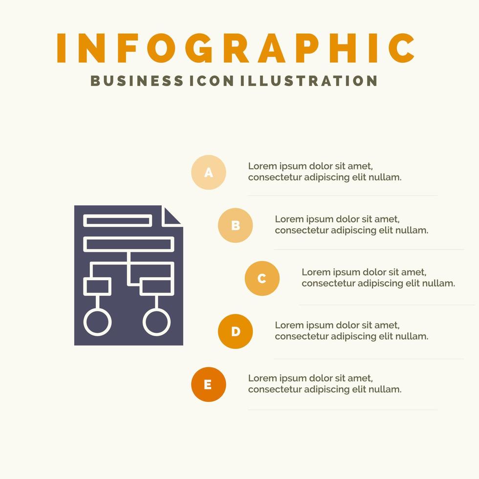 Graf papper bearbeta trådmodell dokumentera fast ikon infographics 5 steg presentation bakgrund vektor