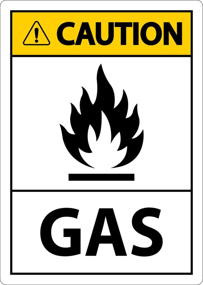 Symbol Vorsicht Zeichen Gas auf weißem Hintergrund vektor