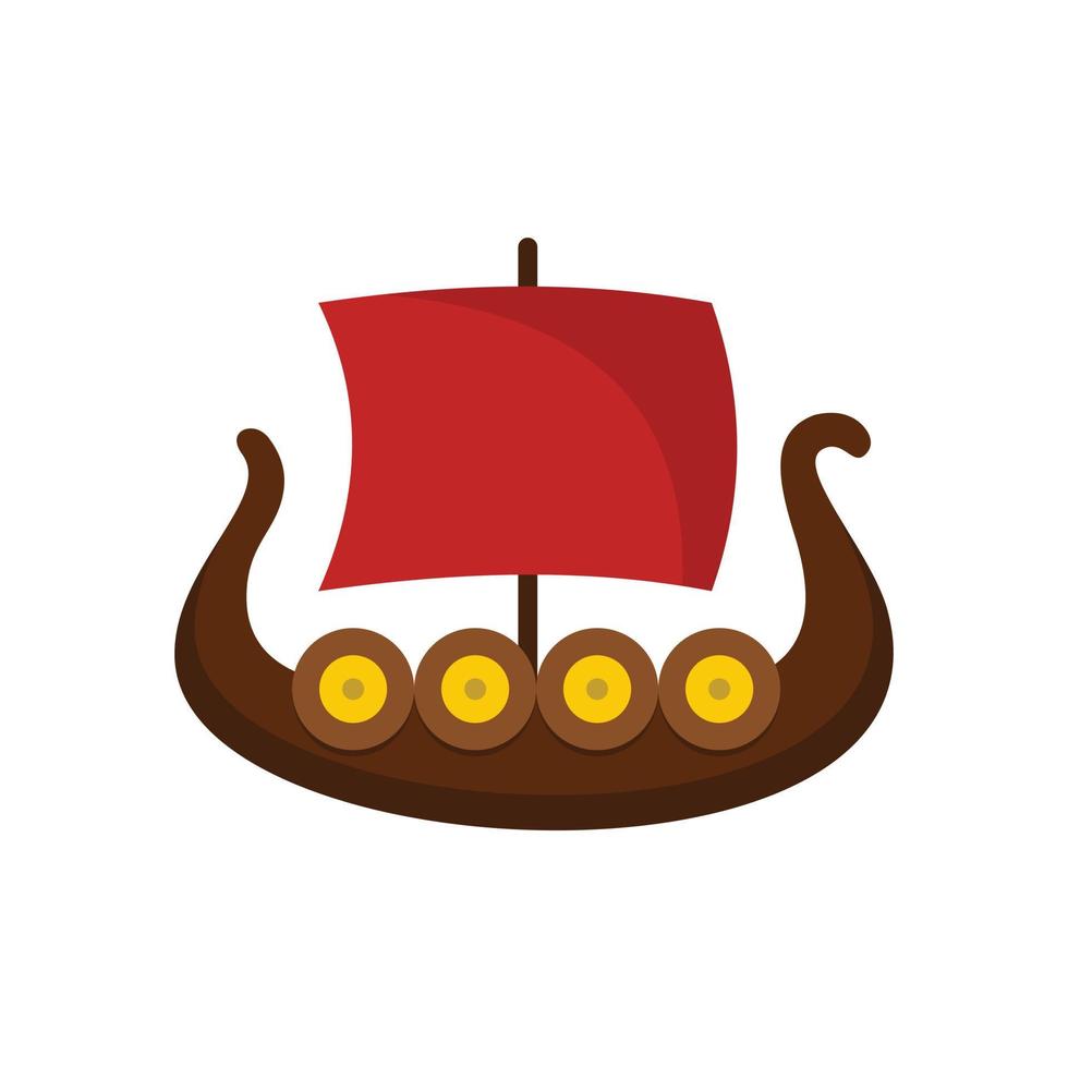 fartyg viking ikon, platt stil vektor
