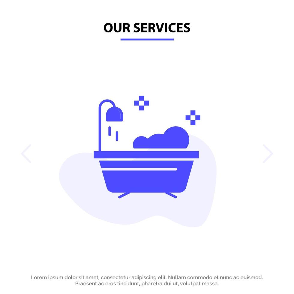 vår tjänster badrum rena dusch fast glyf ikon webb kort mall vektor