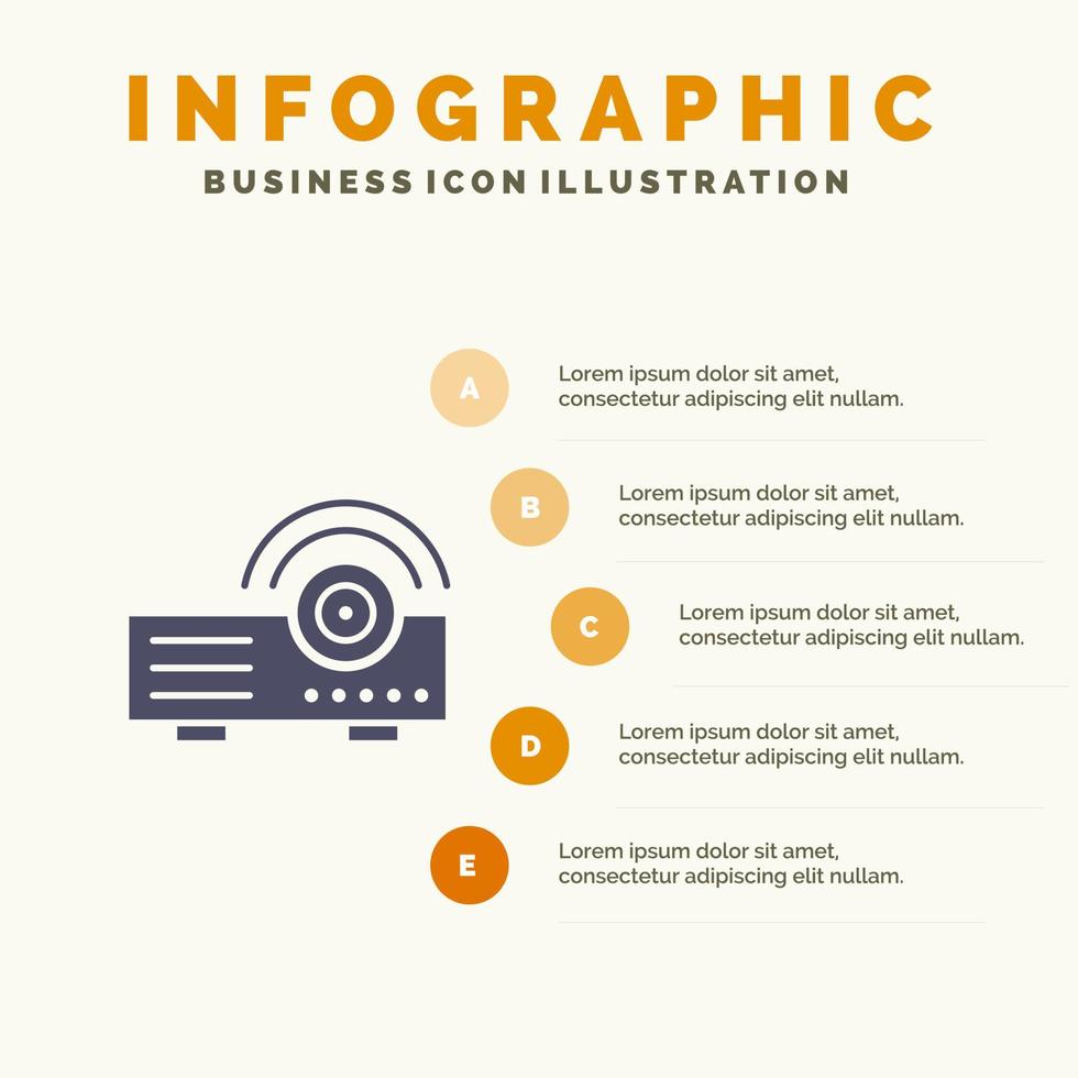 präsentation projektor maschine service infografik präsentationsvorlage 5 schritte präsentation vektor