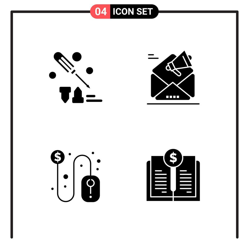 uppsättning av 4 fast stil ikoner för webb och mobil glyf symboler för skriva ut fast ikon tecken isolerat på vit bakgrund 4 ikon uppsättning kreativ svart ikon vektor bakgrund
