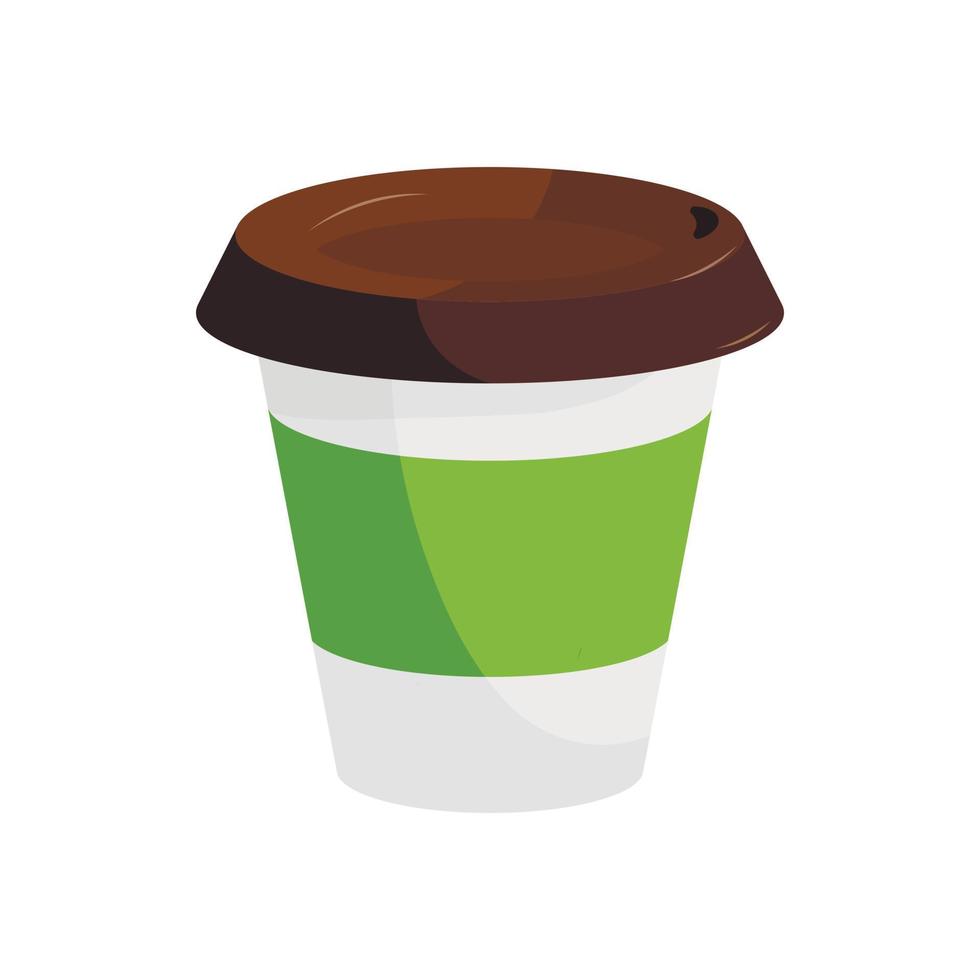 Kunststoff-Kaffeetasse-Symbol, Cartoon-Stil vektor
