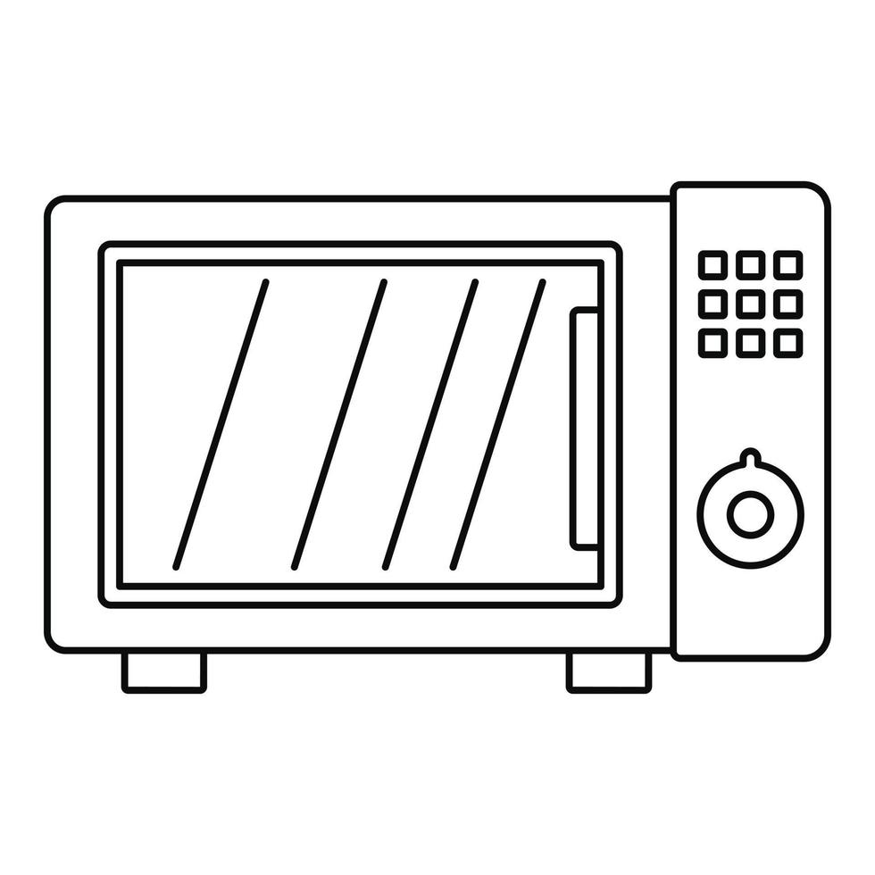 mikrovågsugn ugn ikon, översikt stil vektor