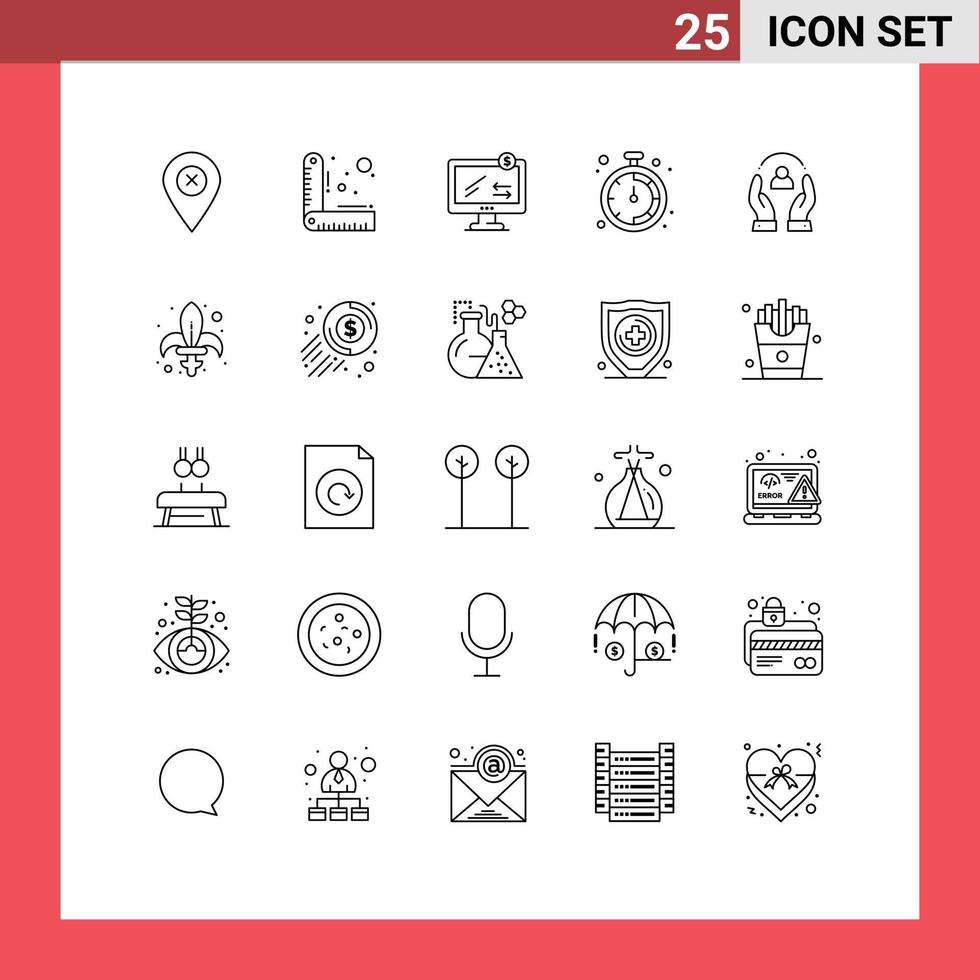 uppsättning av 25 modern ui ikoner symboler tecken för människor omtänksam övervaka vård kontor redigerbar vektor design element
