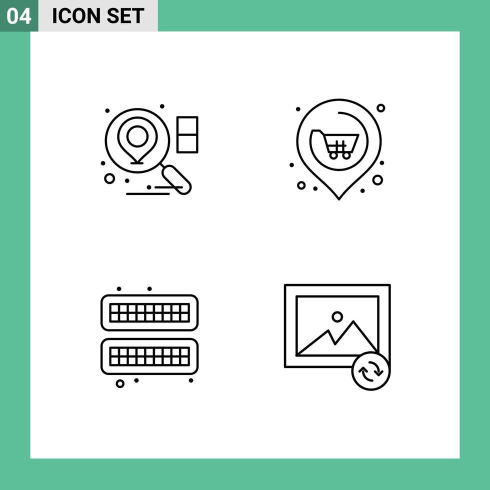 Stock Vector Icon Pack mit 4 Zeilen Zeichen und Symbolen für die Lage Eis Lage Supermarkt Bild editierbare Vektor-Design-Elemente