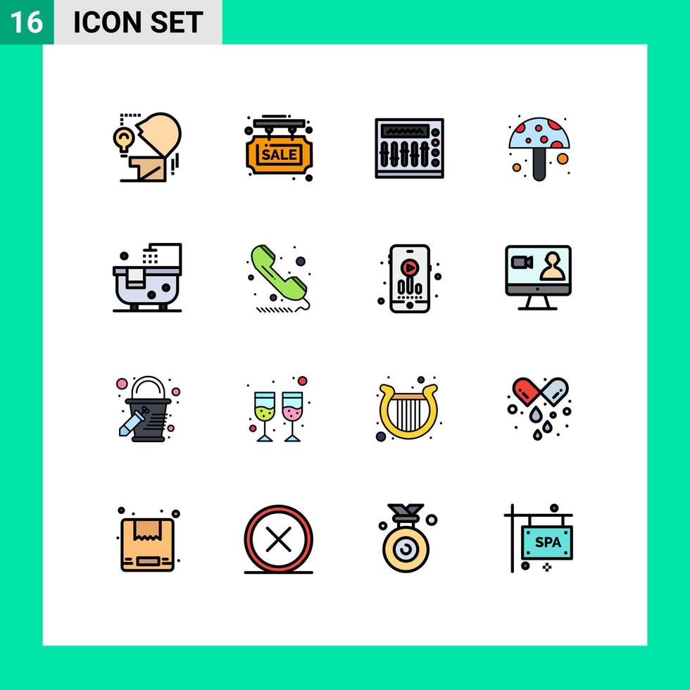 universell ikon symboler grupp av 16 modern platt Färg fylld rader av badrum svamp affär mat ingrediens fest redigerbar kreativ vektor design element