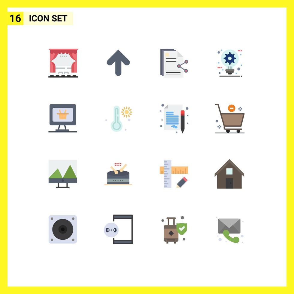 16 universelle flache Farbschilder Symbole für Design Bau-Upload-Architekten teilen editierbares Paket kreativer Vektordesign-Elemente vektor