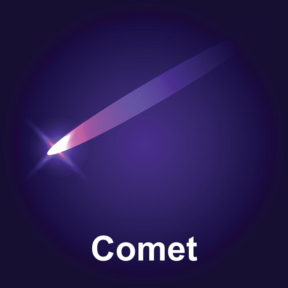 Plats komet ikon, isometrisk stil vektor