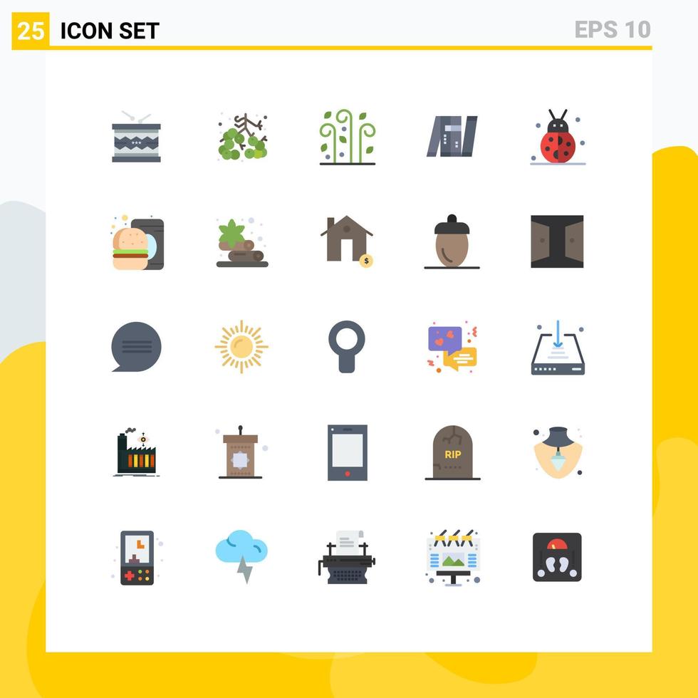 Mobile Schnittstelle flacher Farbsatz von 25 Piktogrammen von militärischen Bot-Früchten autonome windbearbeitbare Vektordesign-Elemente vektor