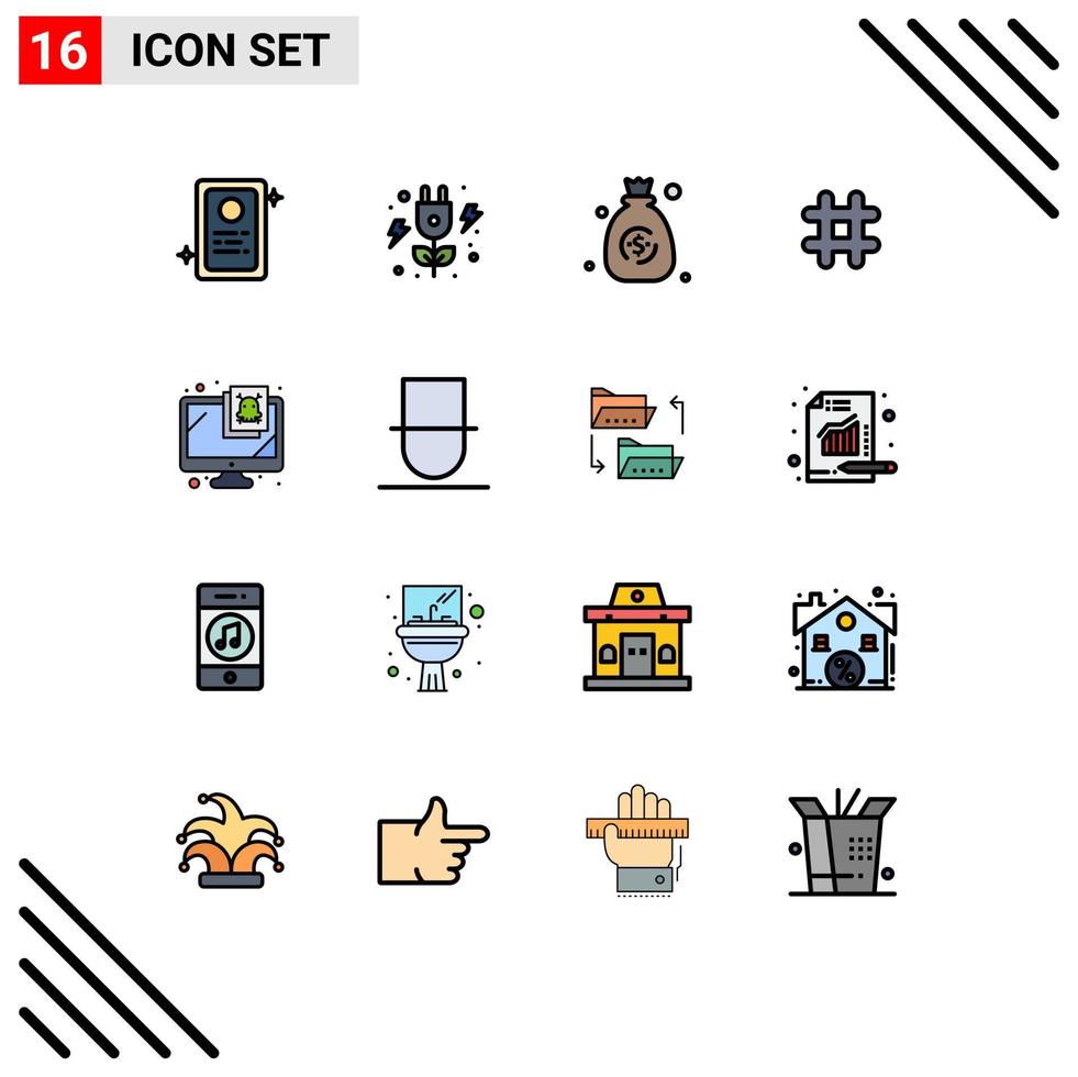 platt Färg fylld linje packa av 16 universell symboler av herre säkerhet pengar övervaka Twitter redigerbar kreativ vektor design element