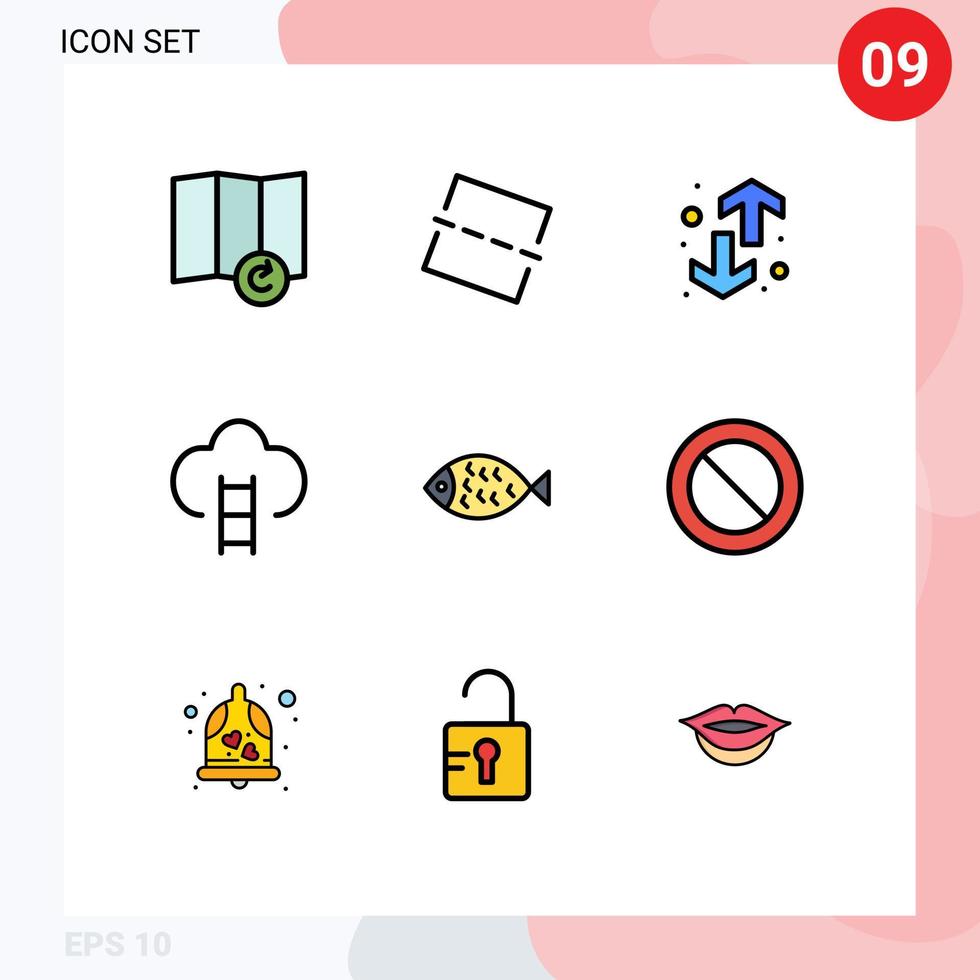 9 tematiska vektor fylld linje platt färger och redigerbar symboler av påsk fisk trend pris- spel redigerbar vektor design element