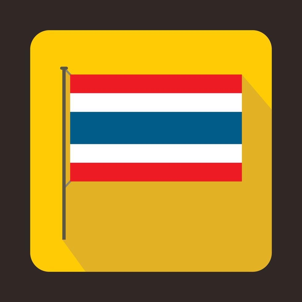 Flagge von Thailand mit Fahnenmast-Symbol, flachen Stil vektor