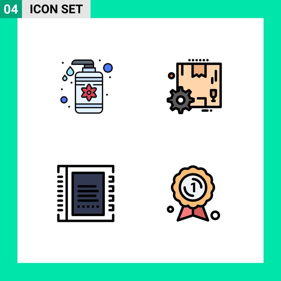 uppsättning av 4 modern ui ikoner symboler tecken för släppa bok vård redskap kontakter redigerbar vektor design element