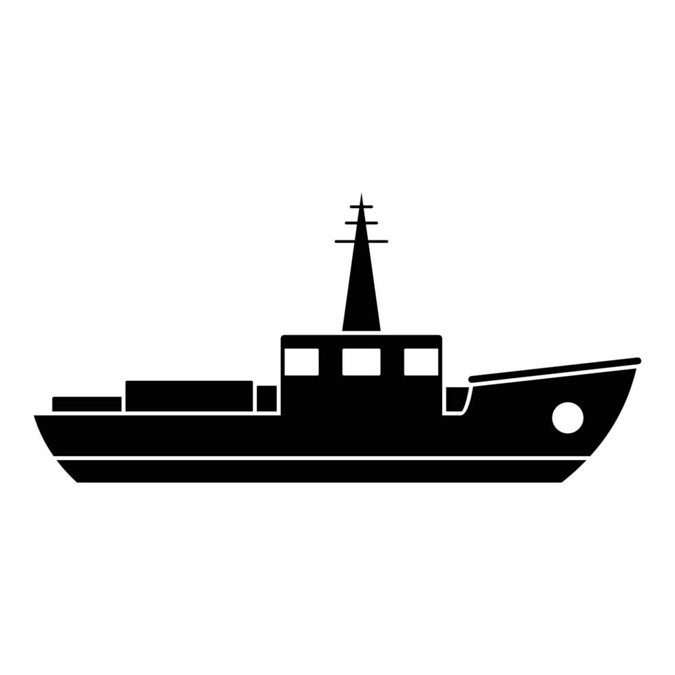 fartyg fiske ikon, enkel svart stil vektor