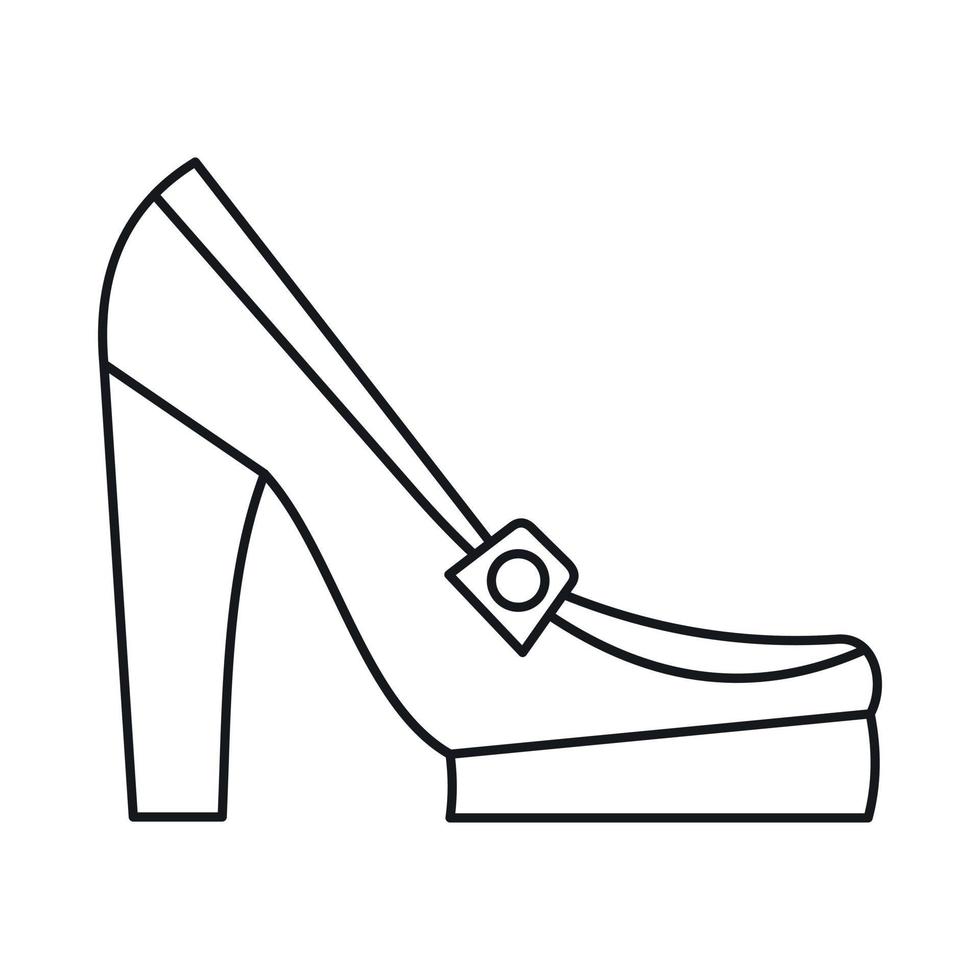 kvinnor skor på plattform ikon, översikt stil vektor