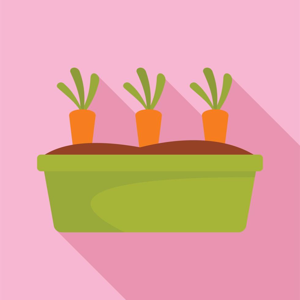 morötter i trädgård ikon, platt stil vektor