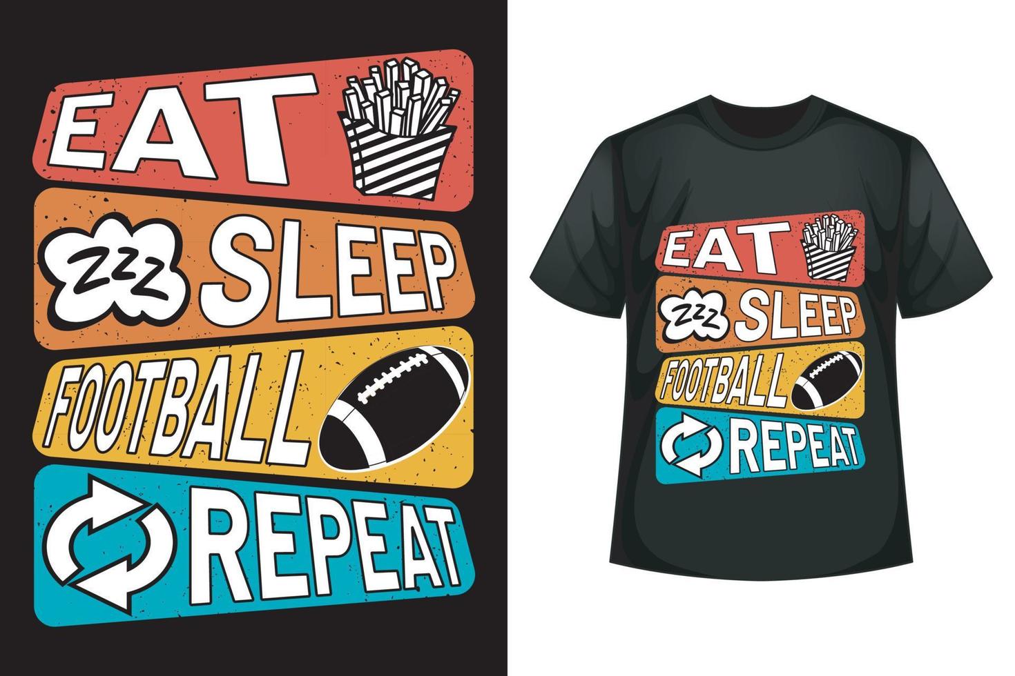 äta sömn fotboll upprepa - fotboll t-shirt design mall vektor