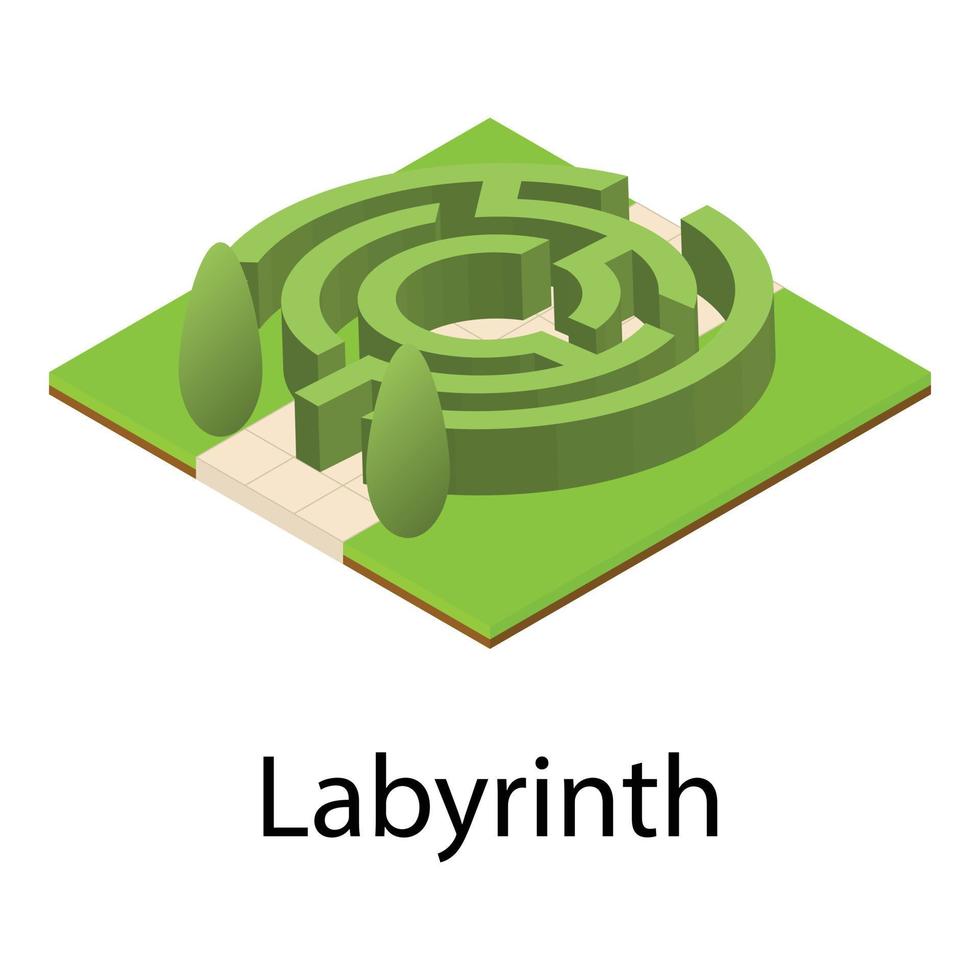 labyrint ikon, isometrisk stil vektor
