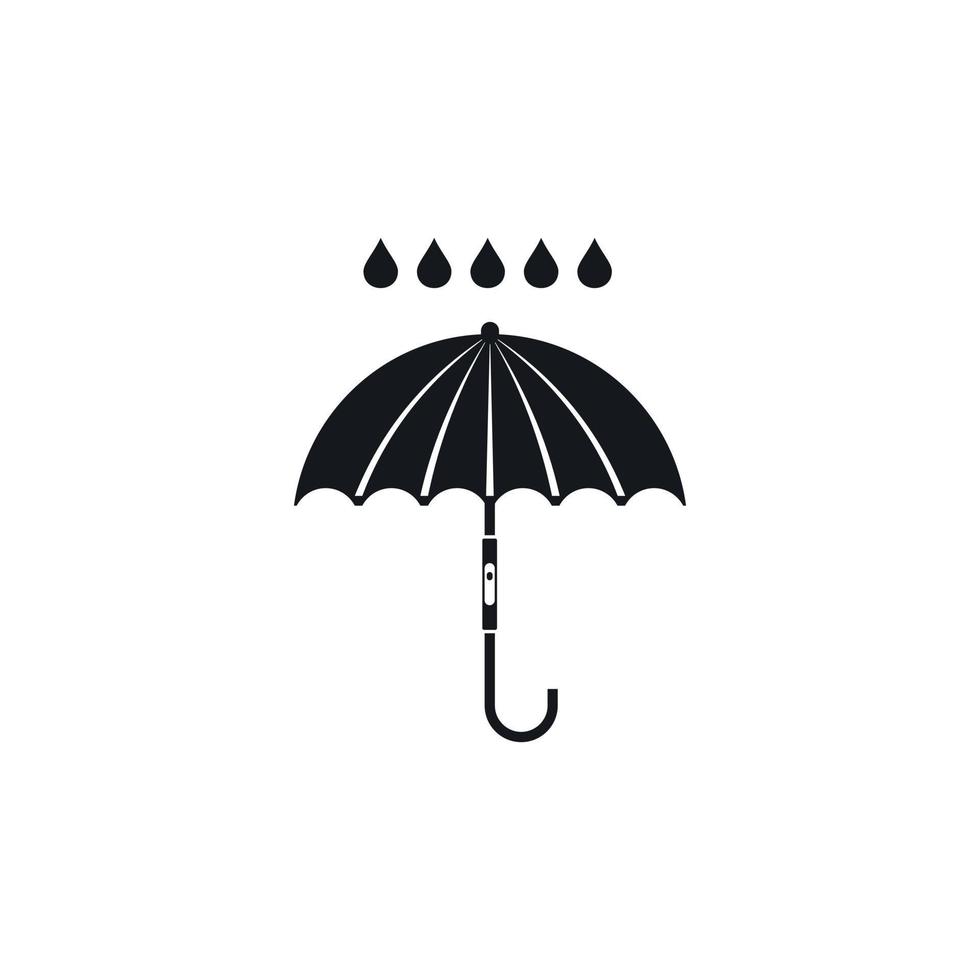 Regenschirm und Regentropfen-Symbol, einfacher Stil vektor