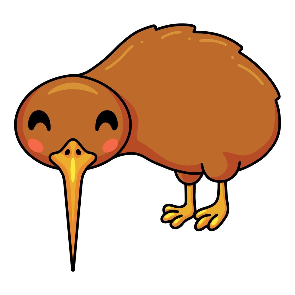 söt liten kiwi fågel tecknad serie vektor
