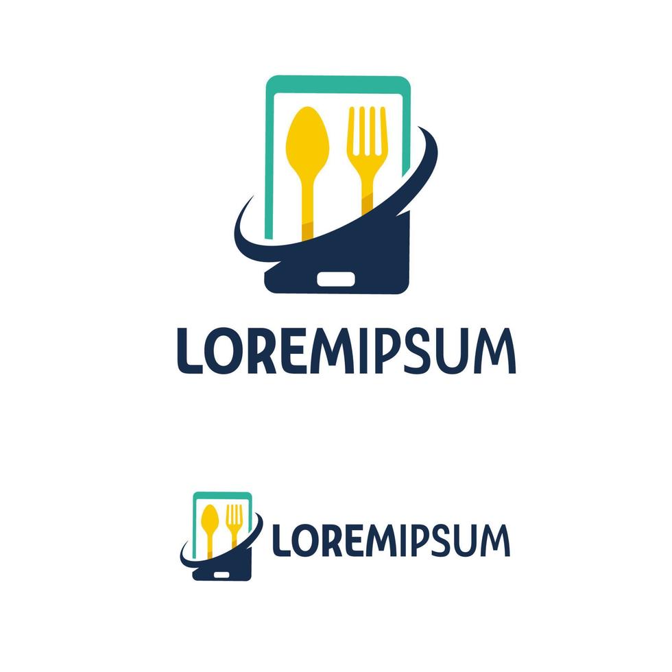 Mobile Food-Logo-Design-Vorlage mit weißem Hintergrund vektor