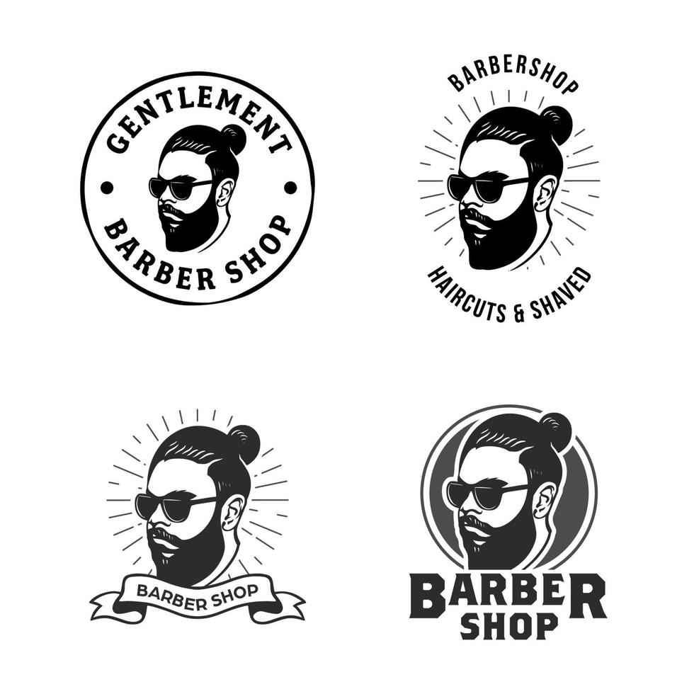 samling av retro Herrar barberare affär logotyp design mall vektor