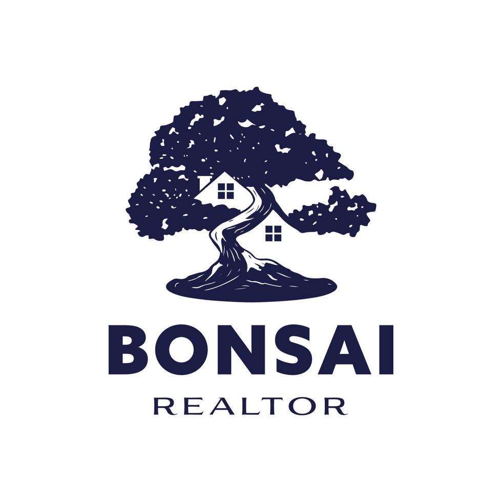 Bonsai-Makler-Logo-Design-Vorlage vektor