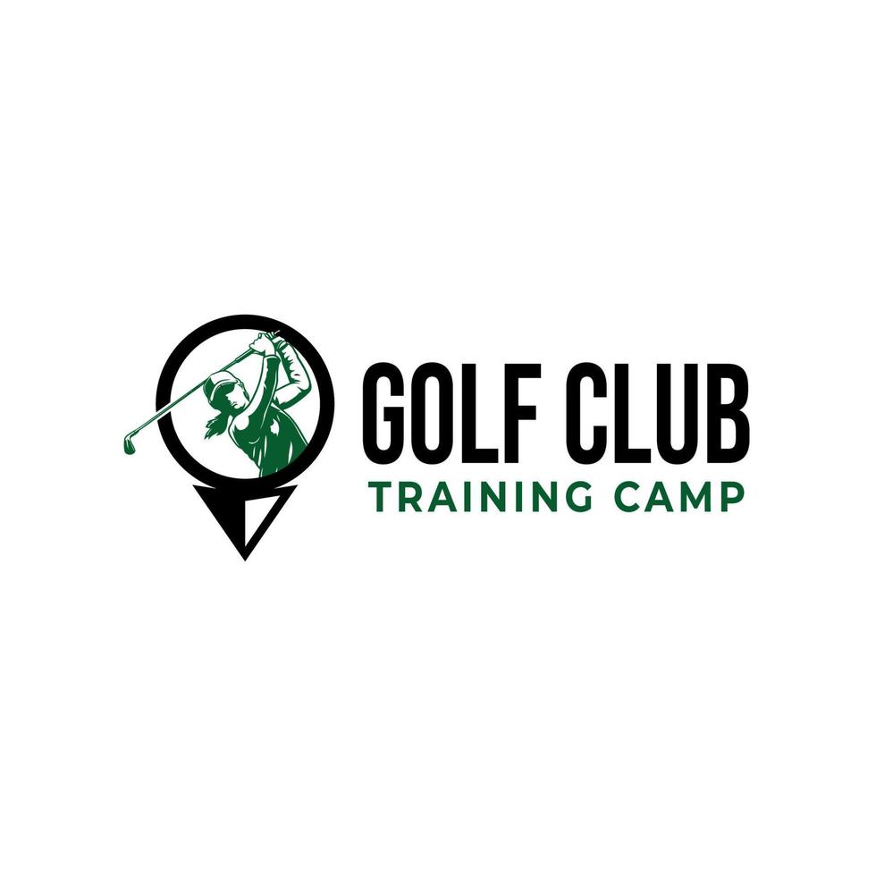 kvinna golf klubb logotyp. golf Träning logotyp design mall vektor