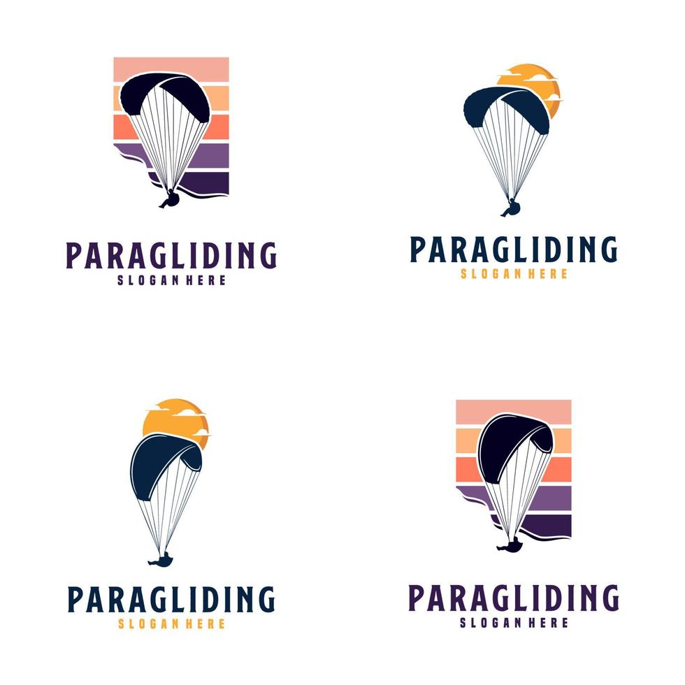 Sammlung von Logo-Designvorlagen für Paragliding-Bergabenteuer vektor