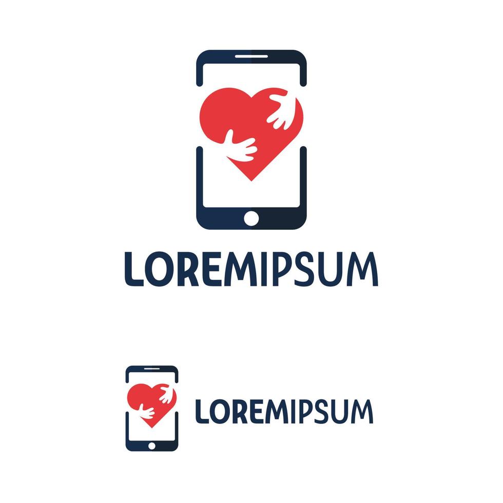 umarmung liebes mobiles logo. Dating- oder Charity-Logo-Design-Vorlage vektor