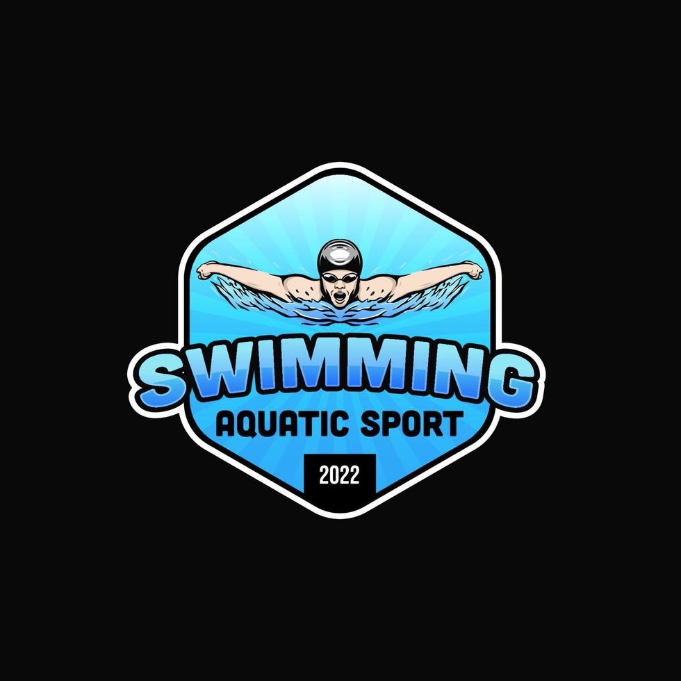 Logo eines Schwimmers. inspiration für das logo-design von schwimmvereinen oder schwimmschulen vektor