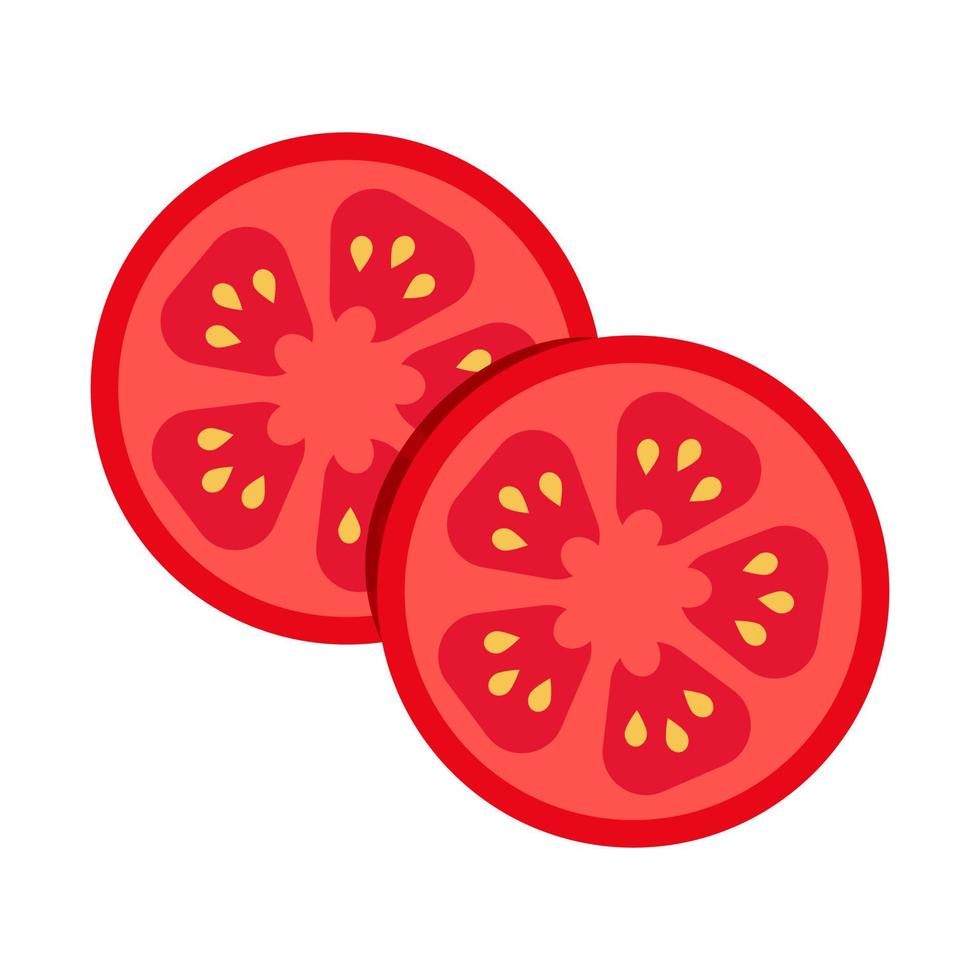 flaches Design der Tomatenscheibe lokalisiert auf weißem Hintergrund vektor