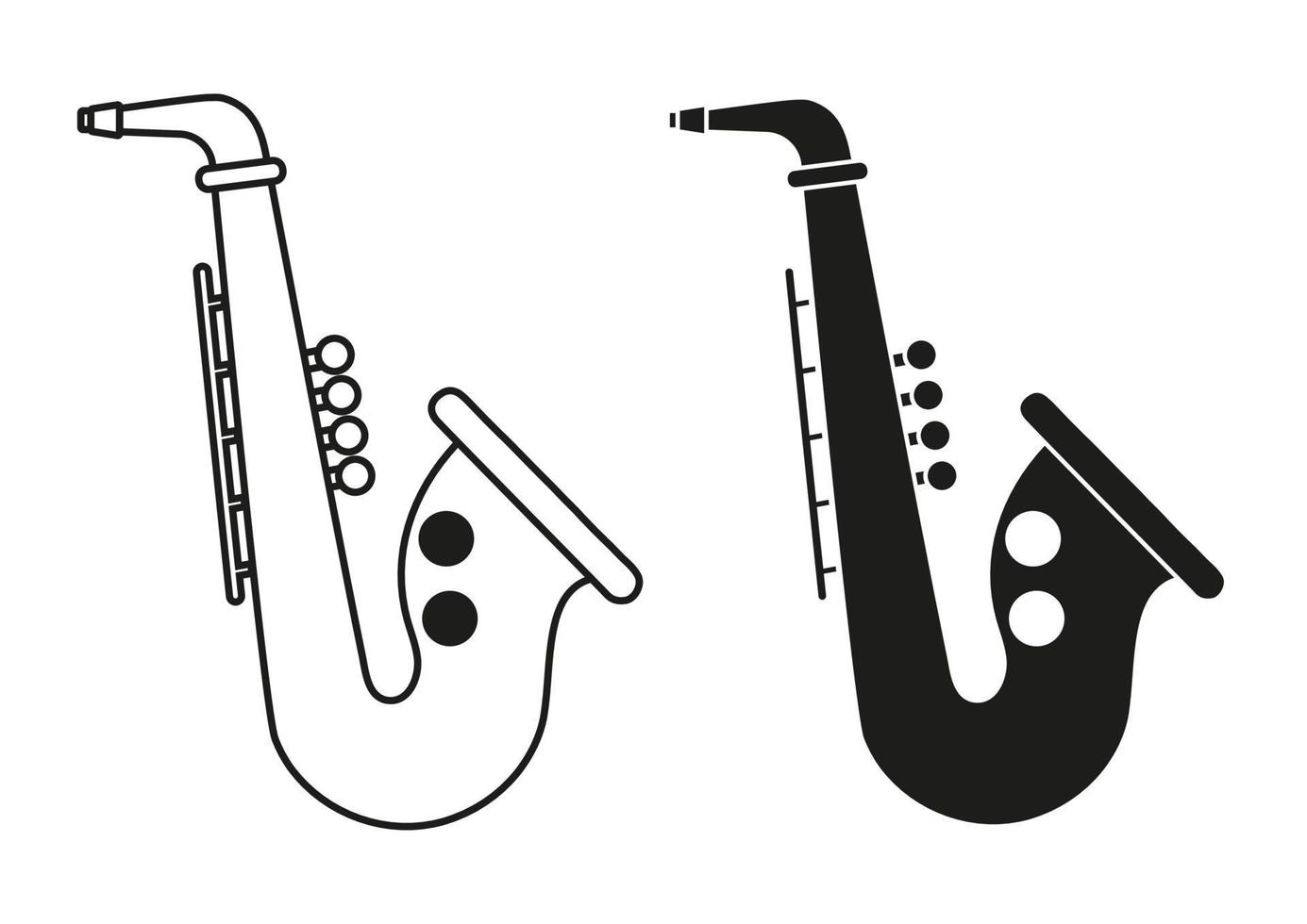 Schwarz-Weiß-Saxophon-Symbol flacher Designvektor vektor