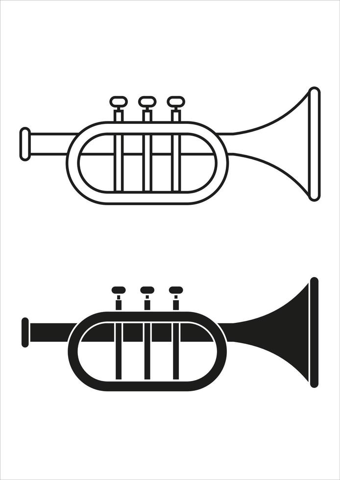 svart och vit trumpet ikon platt design vektor