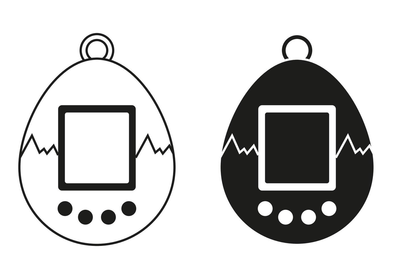 Schwarz-Weiß-Tamagotchi-Symbol flacher Designvektor vektor