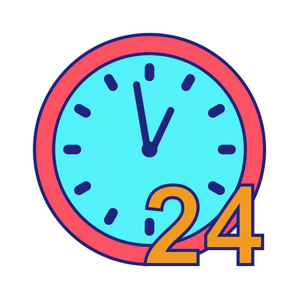 beställnings- service Stöd 24 timmar ikon platt design vektor