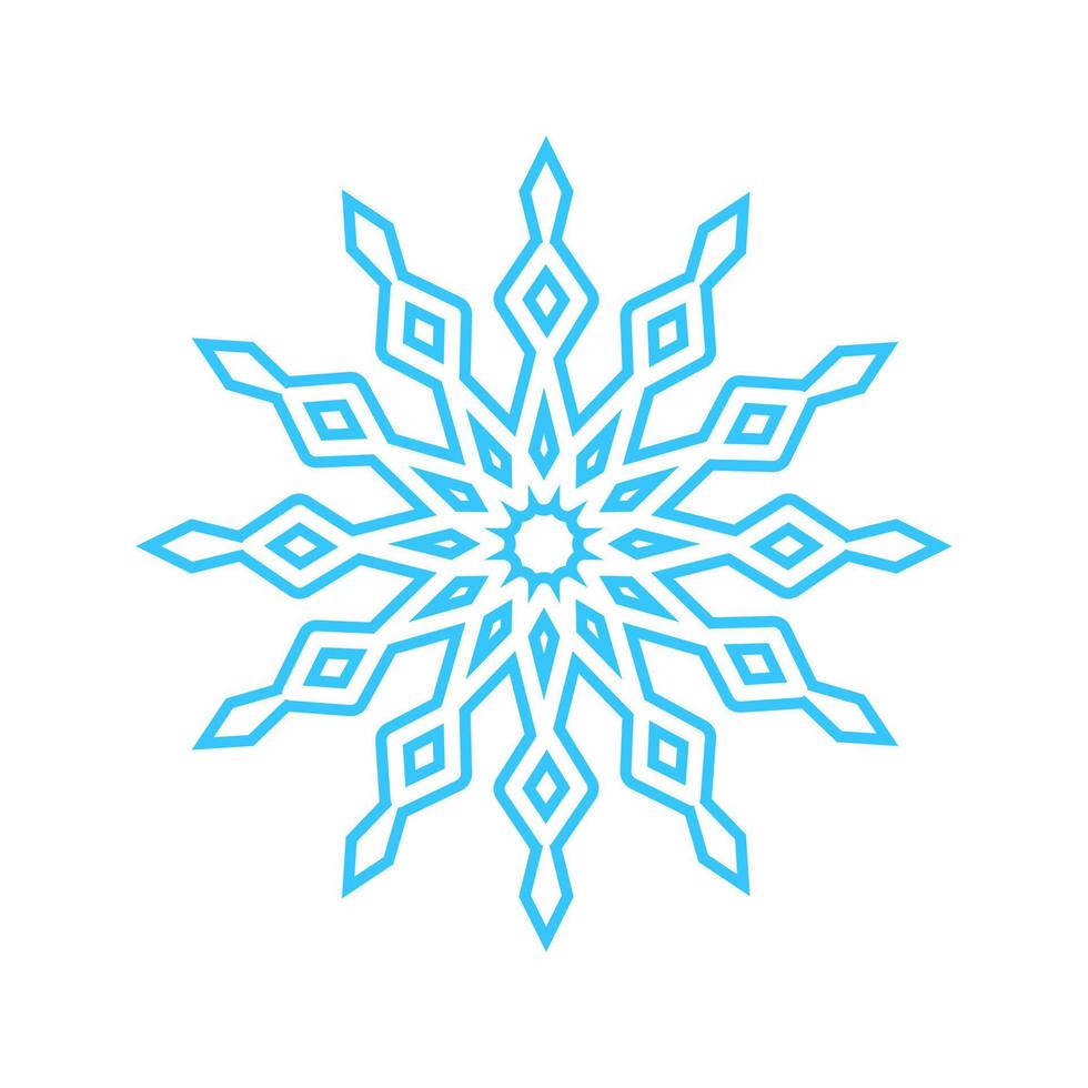 enkel snöflinga tillverkad av blå rader. festlig dekoration för ny år och jul, symbol av vinter, element för design. vektor illustration