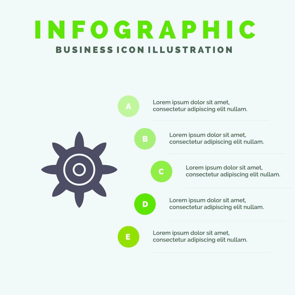 miljö redskap fast ikon infographics 5 steg presentation bakgrund vektor