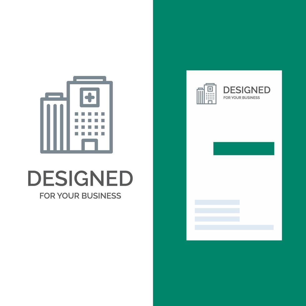 Krankenhaus medizinische Gebäudepflege grau Logo-Design und Visitenkartenvorlage vektor